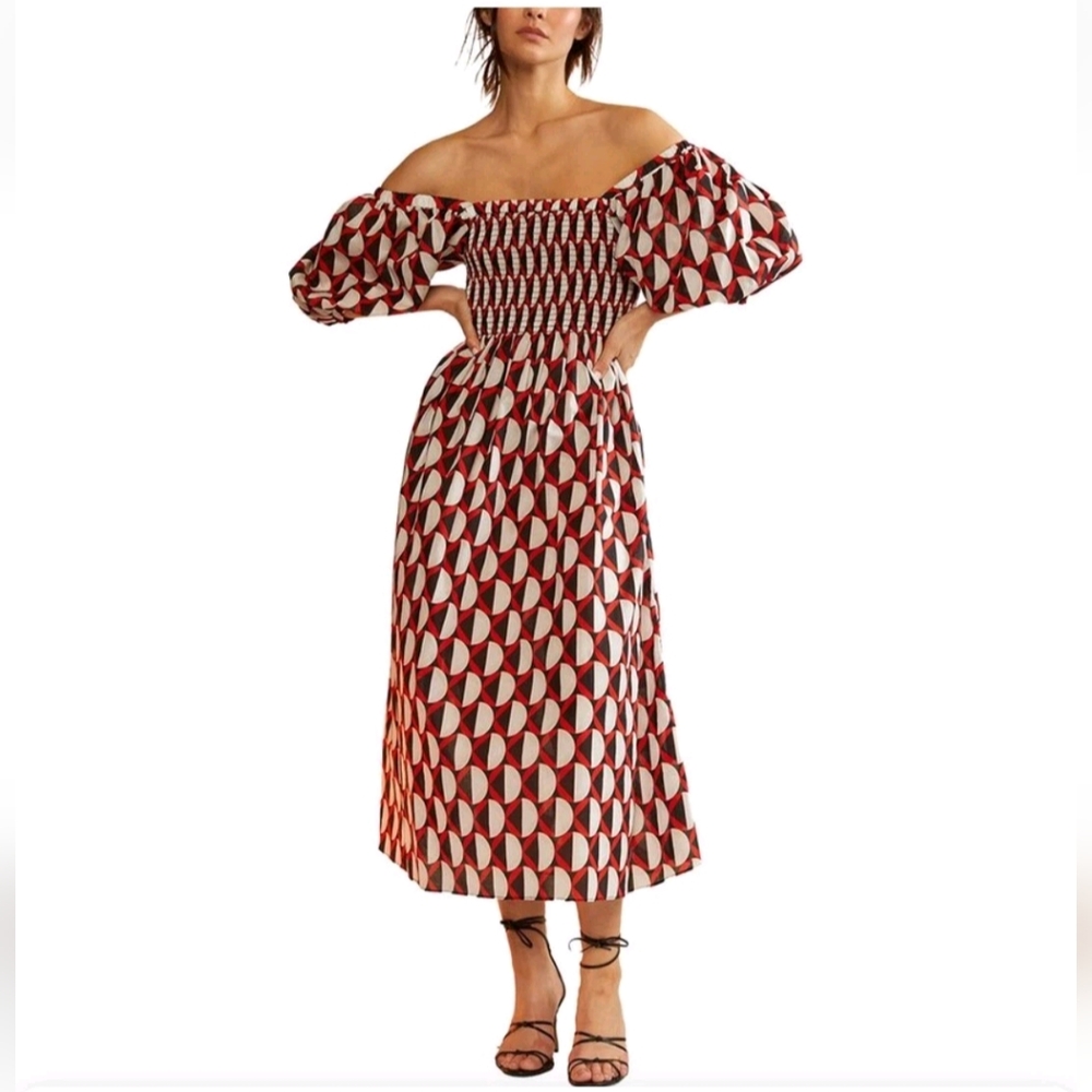NWT Cynthia Rowley Caprice Geo Smock On/Off Shoulder Dress